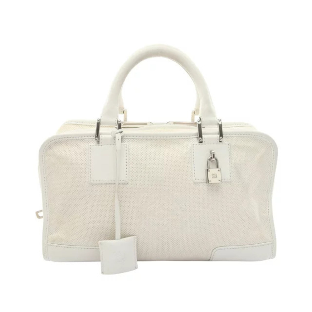 Loewe Amazona Perforated Handbag Leather White